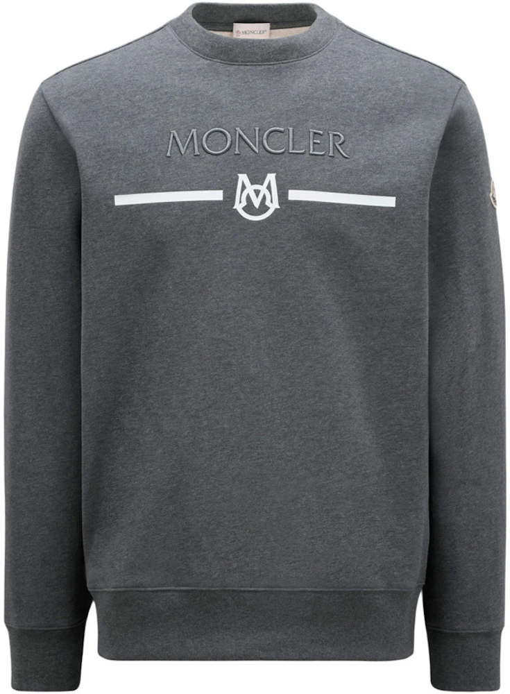 Moncler Logo Matte Monogram Accents Crewneck Sweatshirt Dove Gray Men's - US