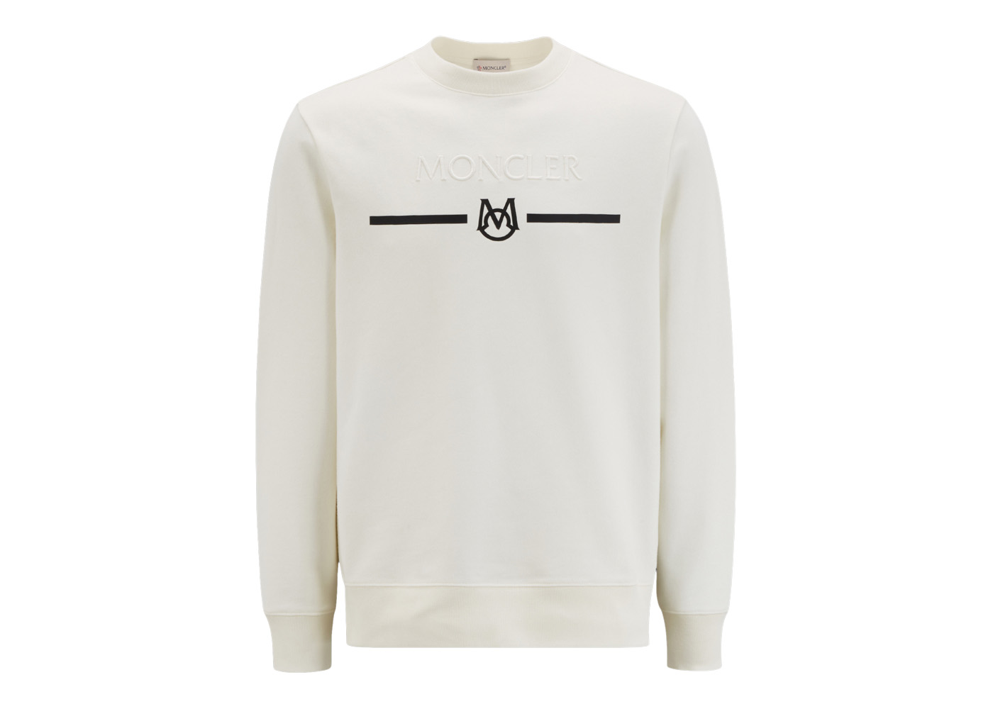 Moncler Logo Matte Monogram Accents Crewneck Sweatshirt Off White