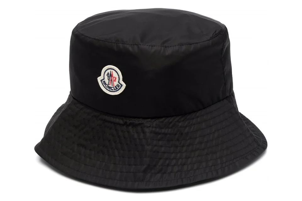 Moncler Logo Patch Bucket Hat Black