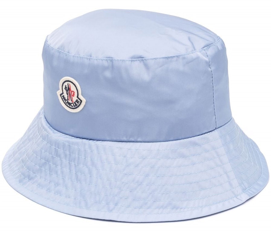 Pre-owned Moncler Logo Patch Bucket Hat Blue