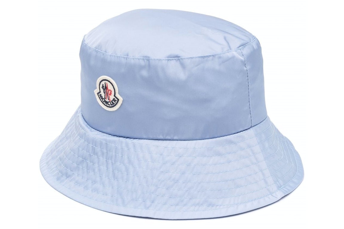 Pre-owned Moncler Logo Patch Bucket Hat Blue