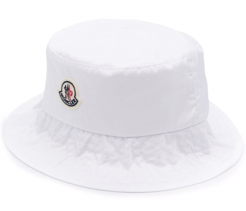 Moncler Logo Patch Bucket Hat White - US