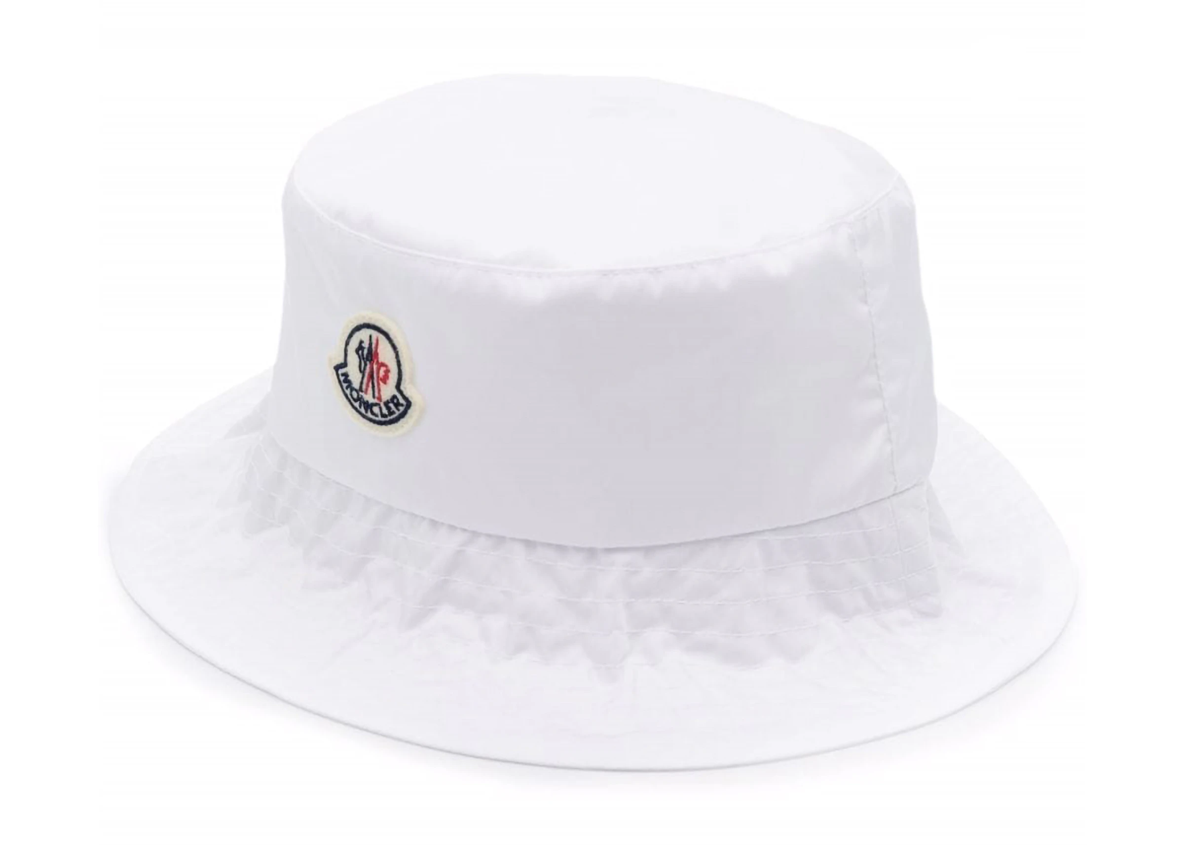 Moncler Logo Patch Bucket Hat White - GB