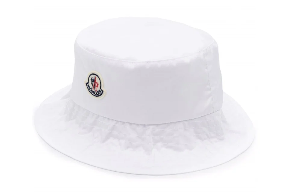 Moncler Logo Patch Bucket Hat White