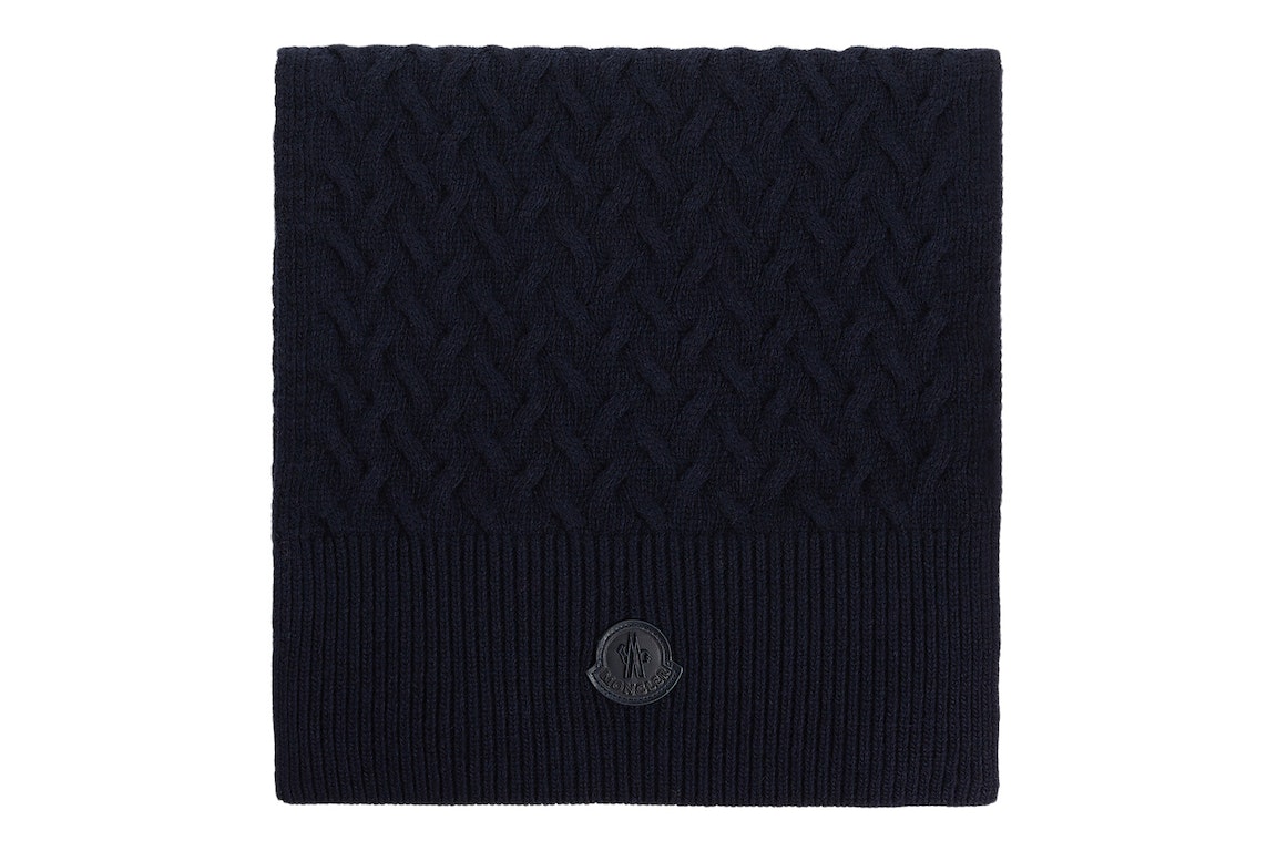 Pre-owned Moncler Logo Patch Wool Scarf Black