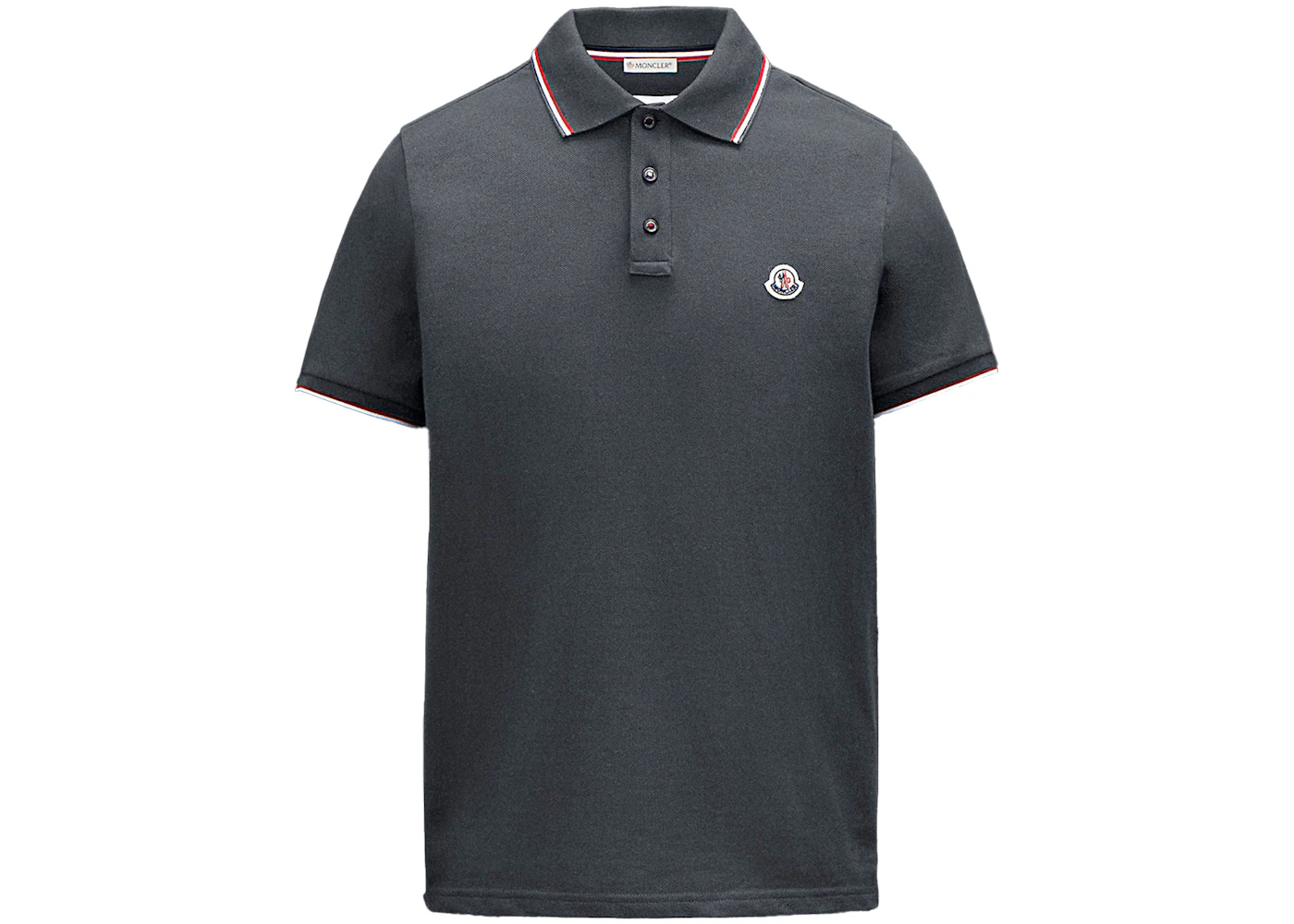Moncler Logo Polo Shirt Dark Grey/Red/Black Men's - US