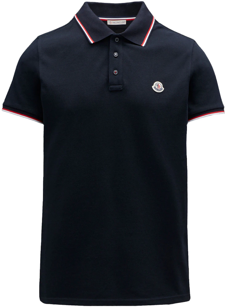 Moncler Logo Polo Shirt Navy blue/Red/White Men's - US