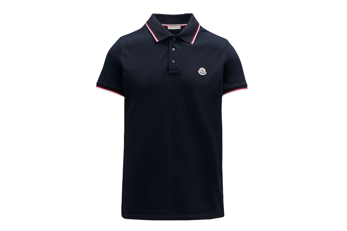 Pre-owned Moncler Logo Polo Shirt Navy Blue/red/white
