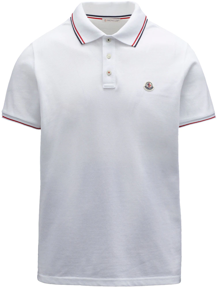 Moncler Logo Polo Shirt White/Red/Black Men's - GB