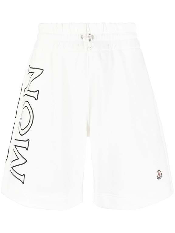 Pre-owned Moncler Logo Print Toggle Shorts White