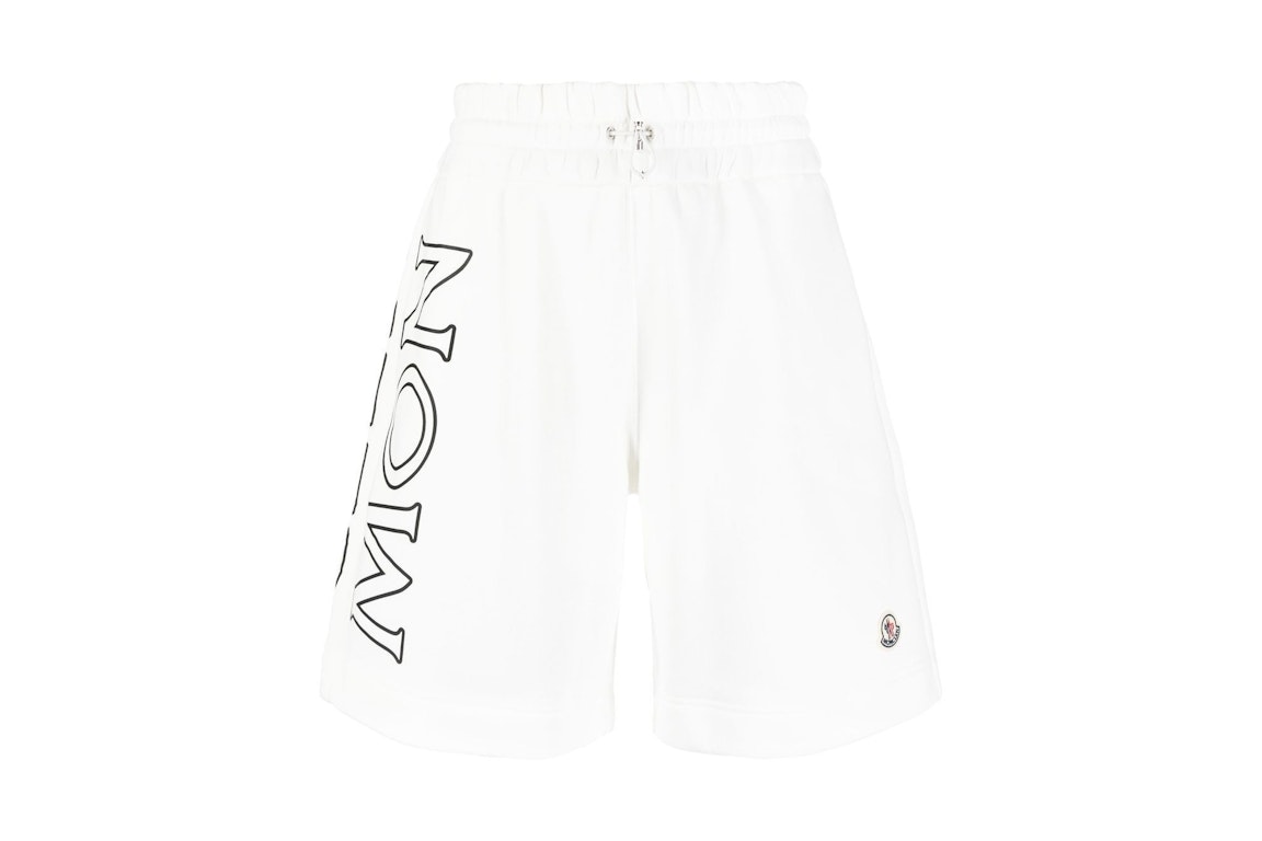 Pre-owned Moncler Logo Print Toggle Shorts White