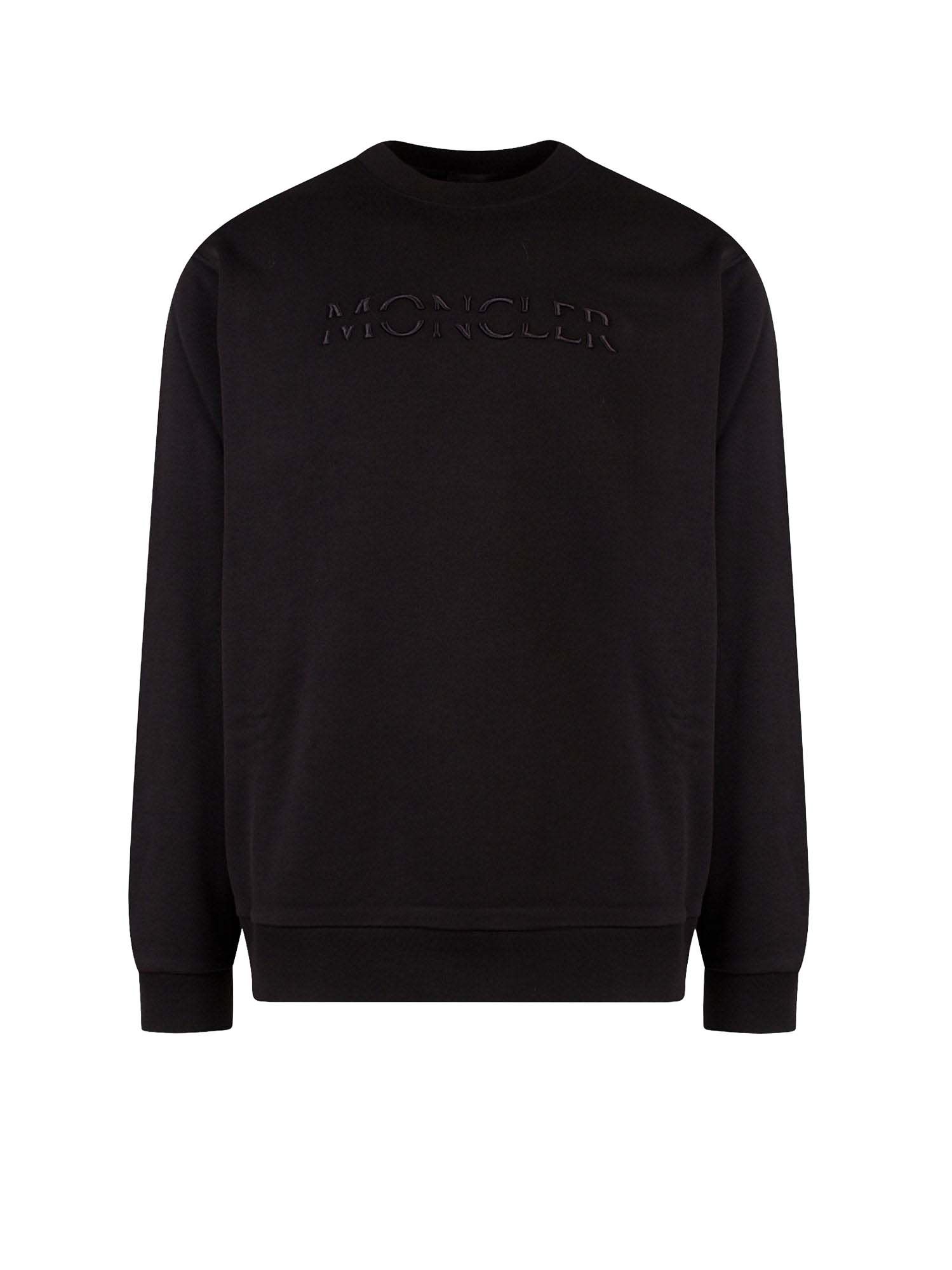 Moncler Man Cotton Embroidered Logo Sweatshirt Black Men's - US