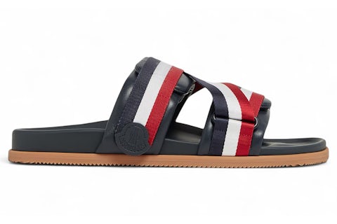 Ciabatte Moncler Mon Summer in pelle rosso marino bianco gomma