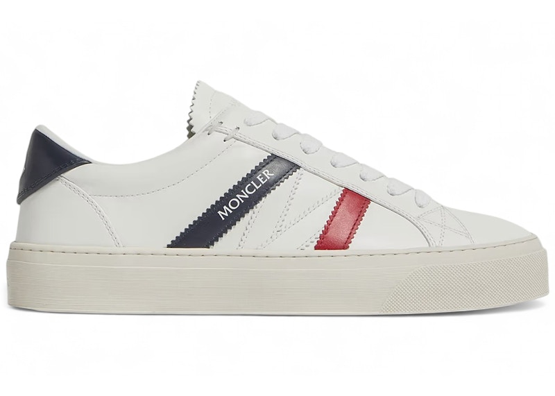 Pre-owned Moncler Men's Monaco2 Low Red Sneakers In White