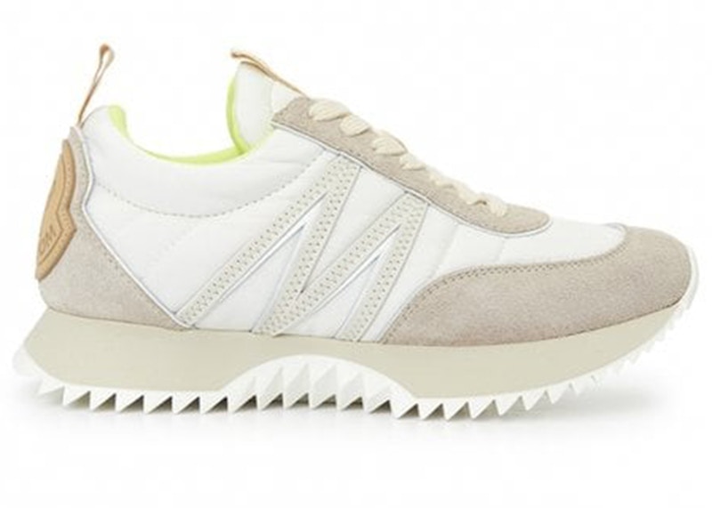 Pre-owned Moncler Pacey Suede Sneaker (women's) Sneakers In Beige/white