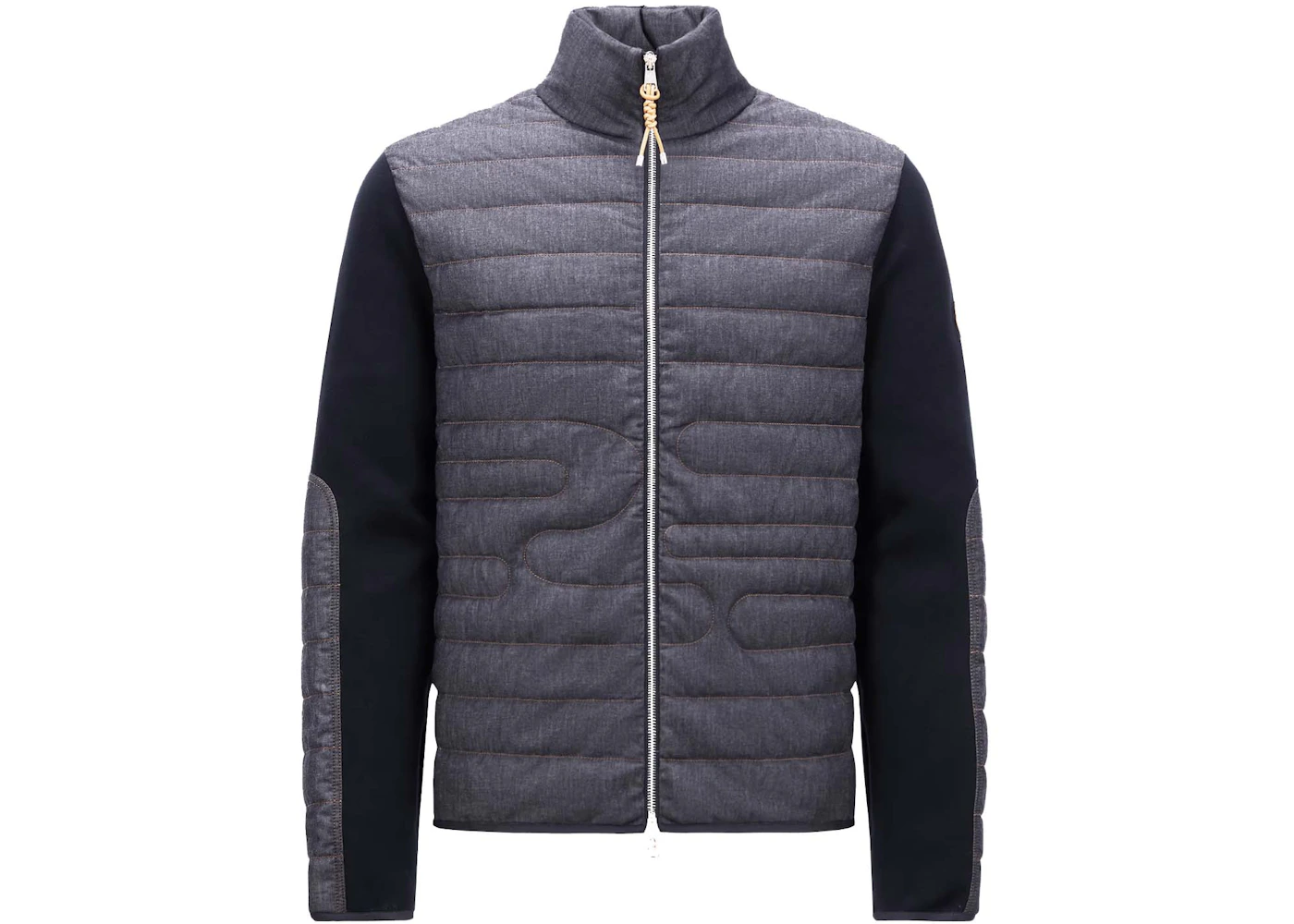 Moncler Padded Snake-Quilted Denim Cardigan Navy Blue Men's FW24