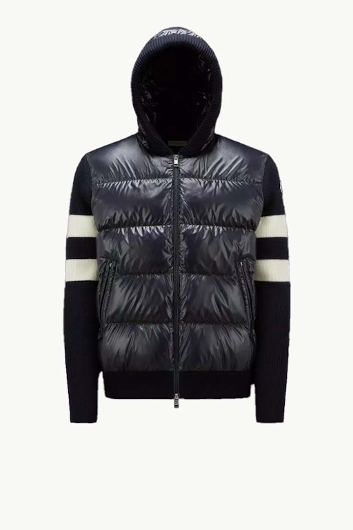 Pre-owned Moncler Padded Wool Cardigan Night Blue