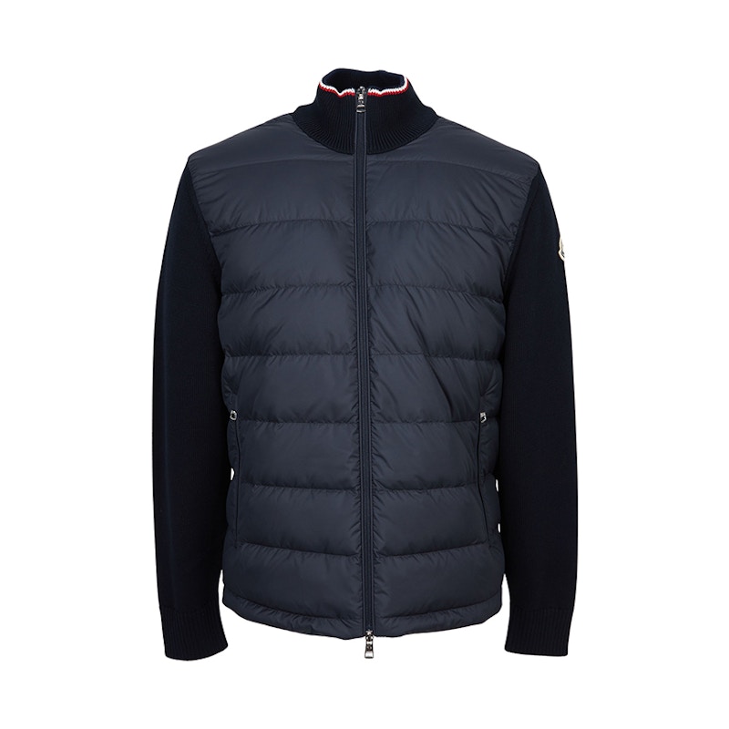 Cárdigan acolchado con cremallera Moncler, azul marino