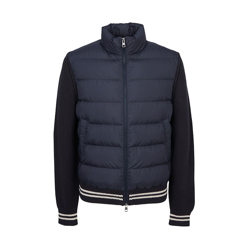 Cárdigan acolchado con cremallera Moncler, azul marino