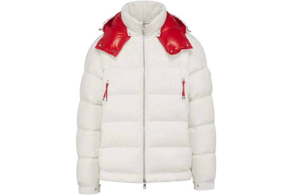Moncler Poirier Puffer Jacket White/Red Homme - FR