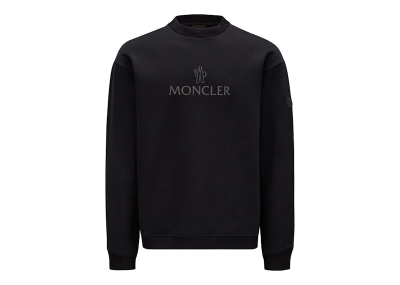 Moncler Reflective Logo Print Crewneck Sweatshirt Black/Black