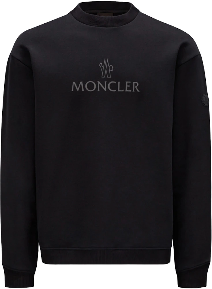 Moncler Reflective Logo Print Crewneck Sweatshirt Black/Black Men's - US