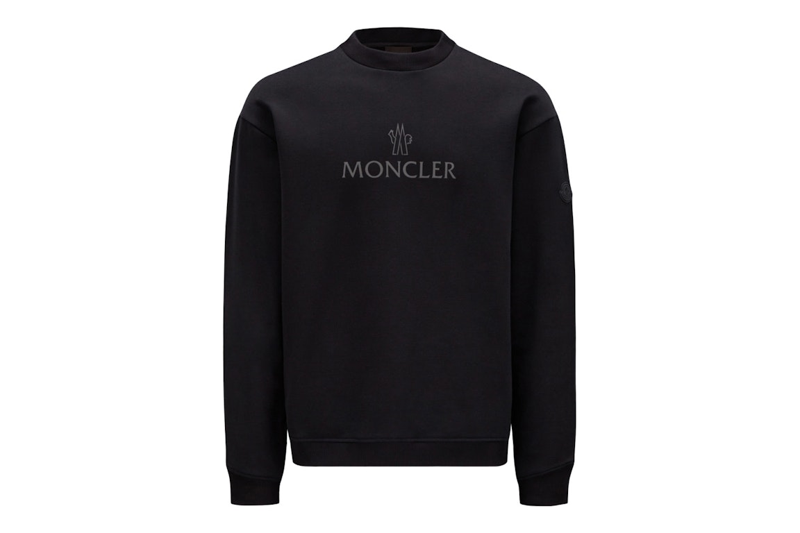 Pre-owned Moncler Reflective Logo Print Crewneck Sweatshirt Black/black