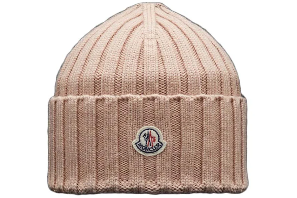 Moncler Ribbed Knit Beanie Light Pink