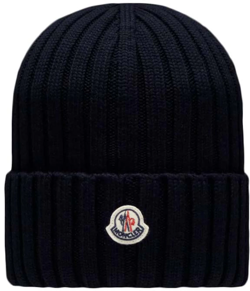 Moncler Ribbed Knit Beanie Navy - FW22 - US