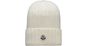 Moncler Ribbed Knit Beanie White