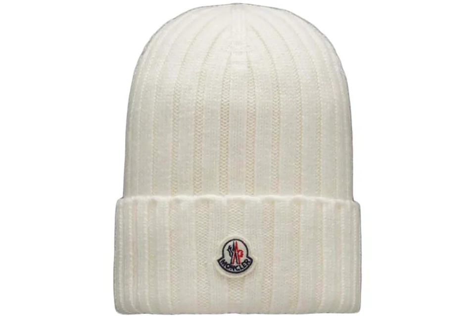 Moncler Ribbed Knit Beanie White