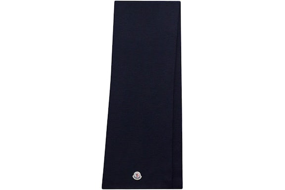Moncler Ribbed Maglia Sciarpa di Lana Blu Notte