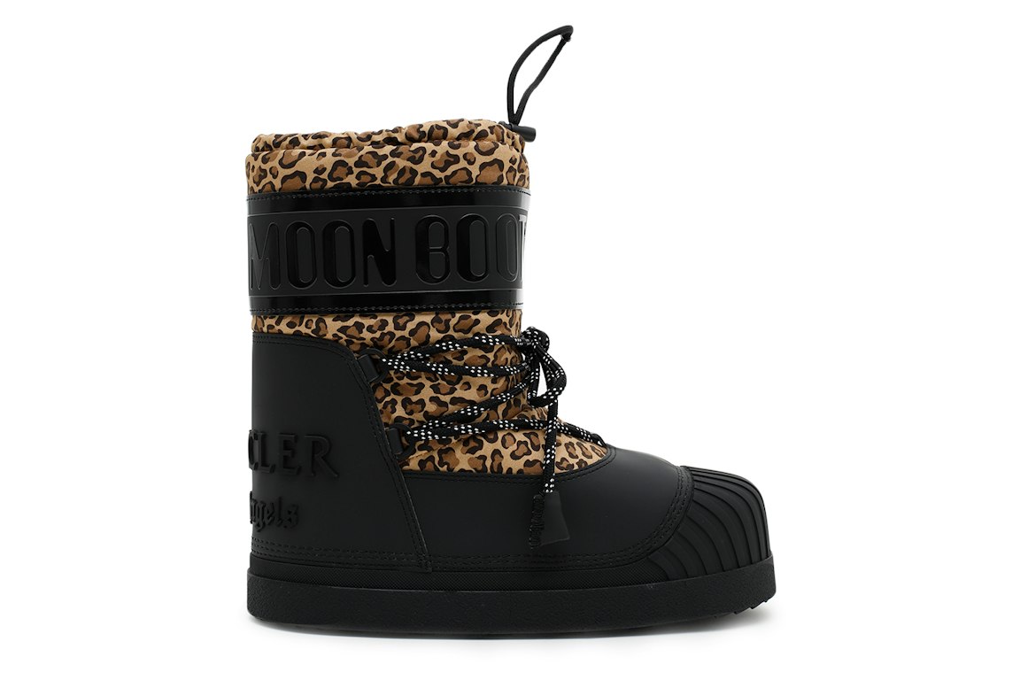 Pre-owned Moncler Shedir Snow Boots Palm Angels Black Leopard Print In Black/leopard