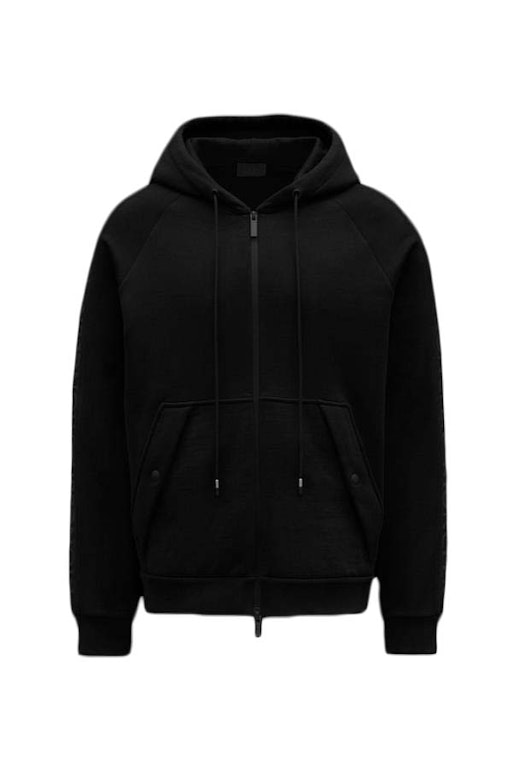 Pre-owned Moncler Sleeve Logo Full Zipped Hoodie Black