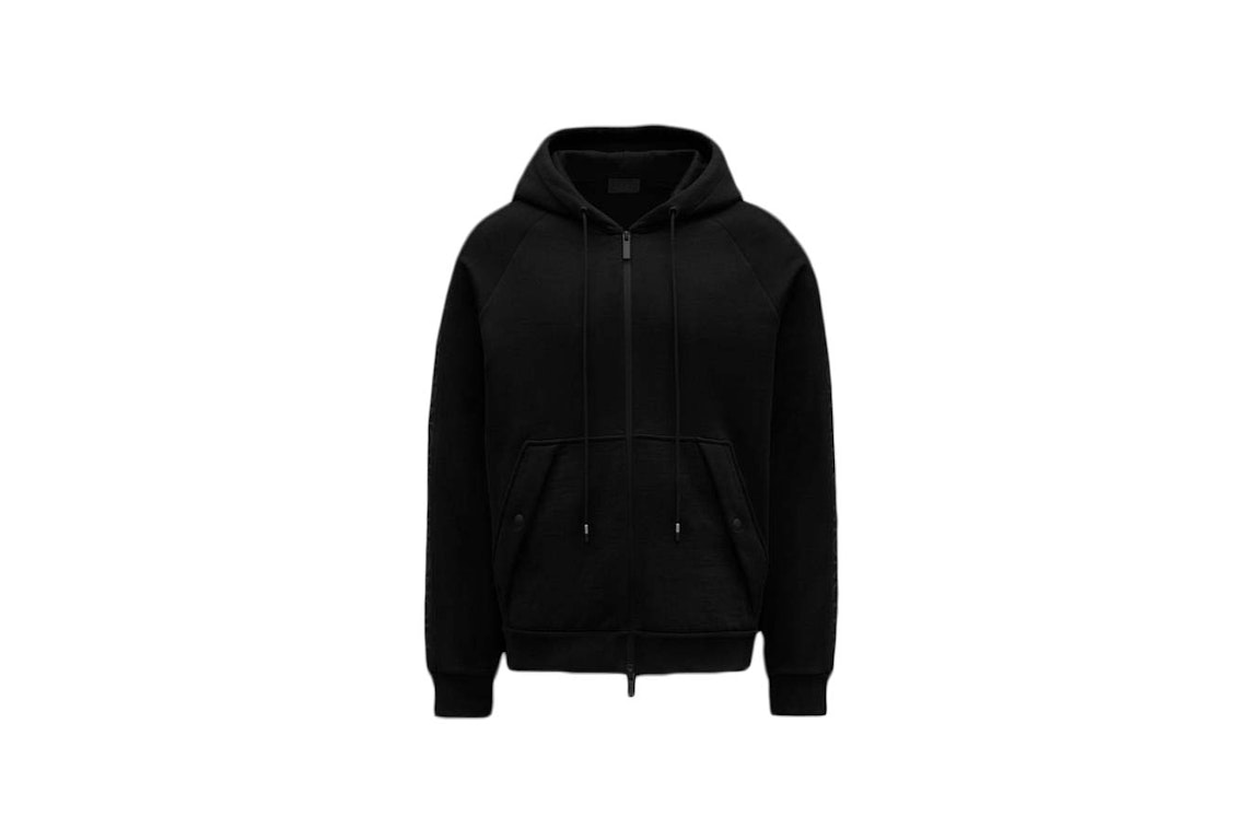 Pre-owned Moncler Sleeve Logo Full Zipped Hoodie Black
