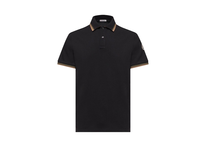 Moncler Trim Detail Ss Polo Shirt Black Men's - US