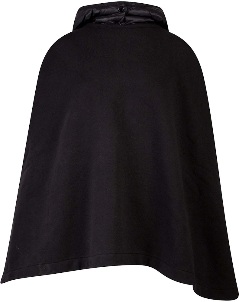 Moncler Woman Cotton Poncho with Nylon Hood Jacket Black - US