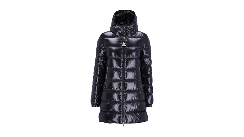 Pre-owned Moncler Women's Courcelles Hooded Mid Length Down Jacket In Black
