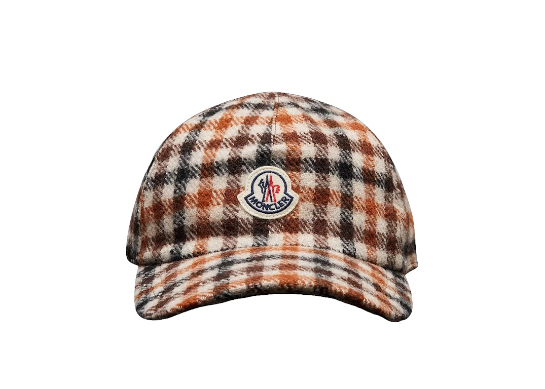 Pre-owned Moncler Women's Houndstooth Wool Hat Brown