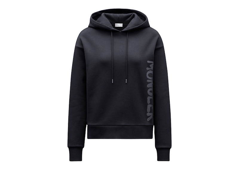 Pre-owned Moncler Women's Metallic Spray Effect Logo Print Hoodie In Black