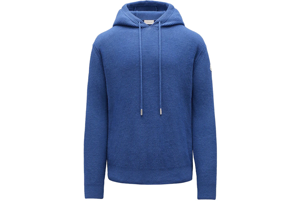 Moncler Wool and Cashmere Knit Hoodie Navy Blue