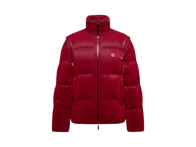 Pre-owned Moncler Men's X A$ap Rocky Throttle Reversible 2in1 Down Jacket In Dark Red