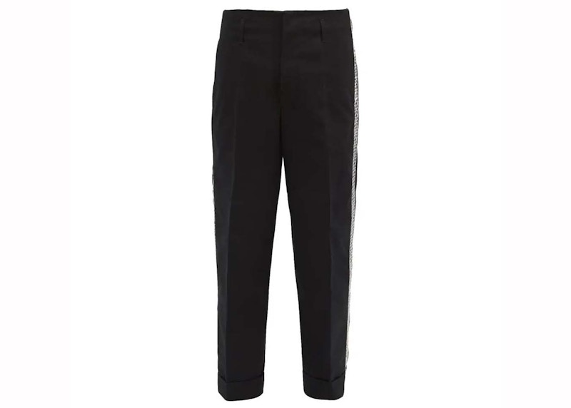 Pre-owned Moncler X Fragment Geometricembroidered Logoprint Trousers In Black
