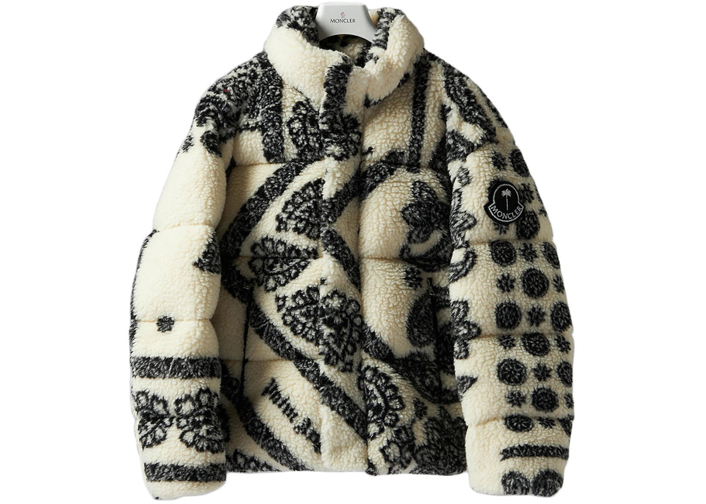 Moncler x Palm Angels Baden Paisley Fleece Jacket White Black