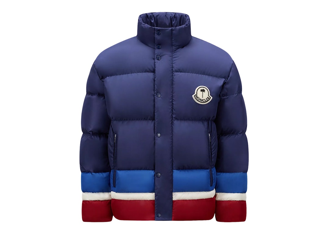 Pre-owned Moncler X Palm Angels Denneny Short Down Jacket Blue/burgundy/white