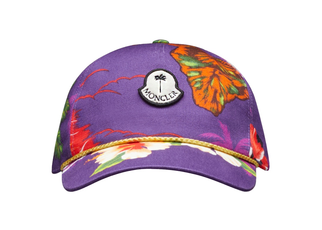 Pre-owned Moncler X Palm Angels Hawaii Cap Purple Multi Print