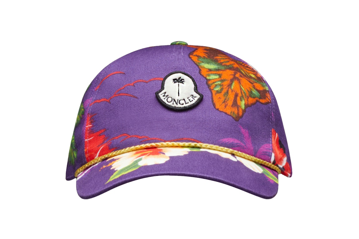 Pre-owned Moncler X Palm Angels Hawaii Cap Purple Multi Print