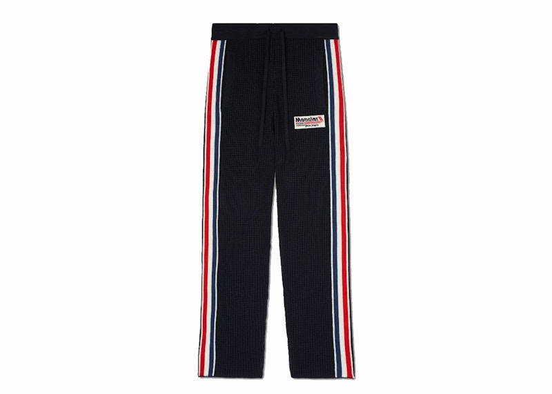 Pre-owned Moncler X Palm Angels Knit Racing Pants In Navy Blue/white In Multi