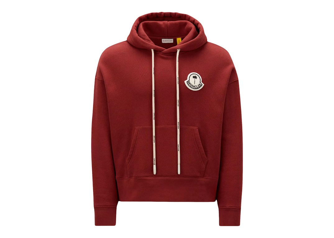 Pre-owned Moncler X Palm Angels Logo Hoodie Burgundy