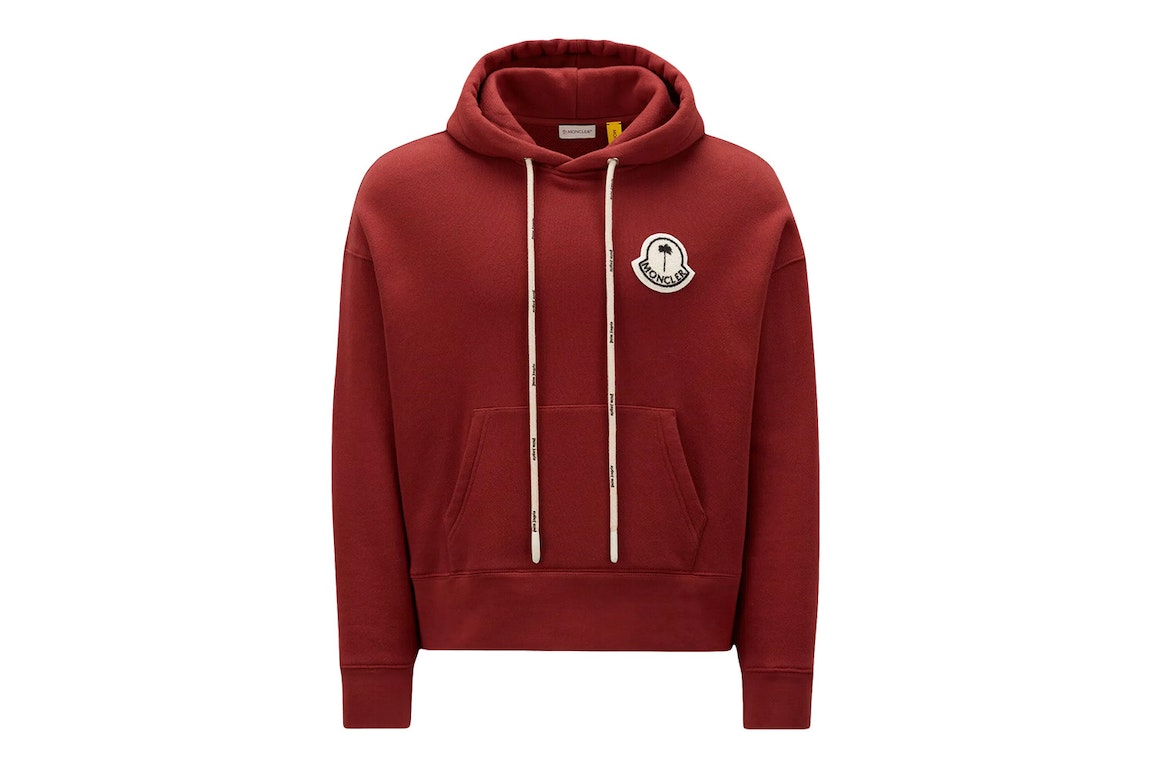 Pre-owned Moncler X Palm Angels Logo Hoodie Burgundy